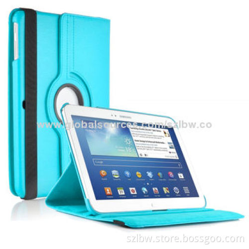 Light Blue Case for Galaxy Tab3 10.1, 360 Rotating Leather Cover Stand P5210P5200